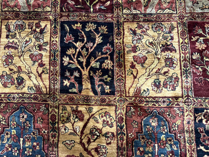 Indo Persian Rug 9x12, Bakhtiari Panel Design, Multicolor, Soft Wool Pile