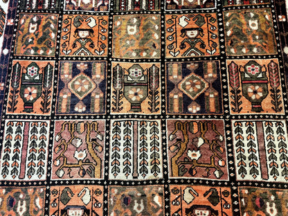 Persian Bakhtiari Tribal Rug 7x10 Hand Knotted Wool Panel Vintage Semi Antique