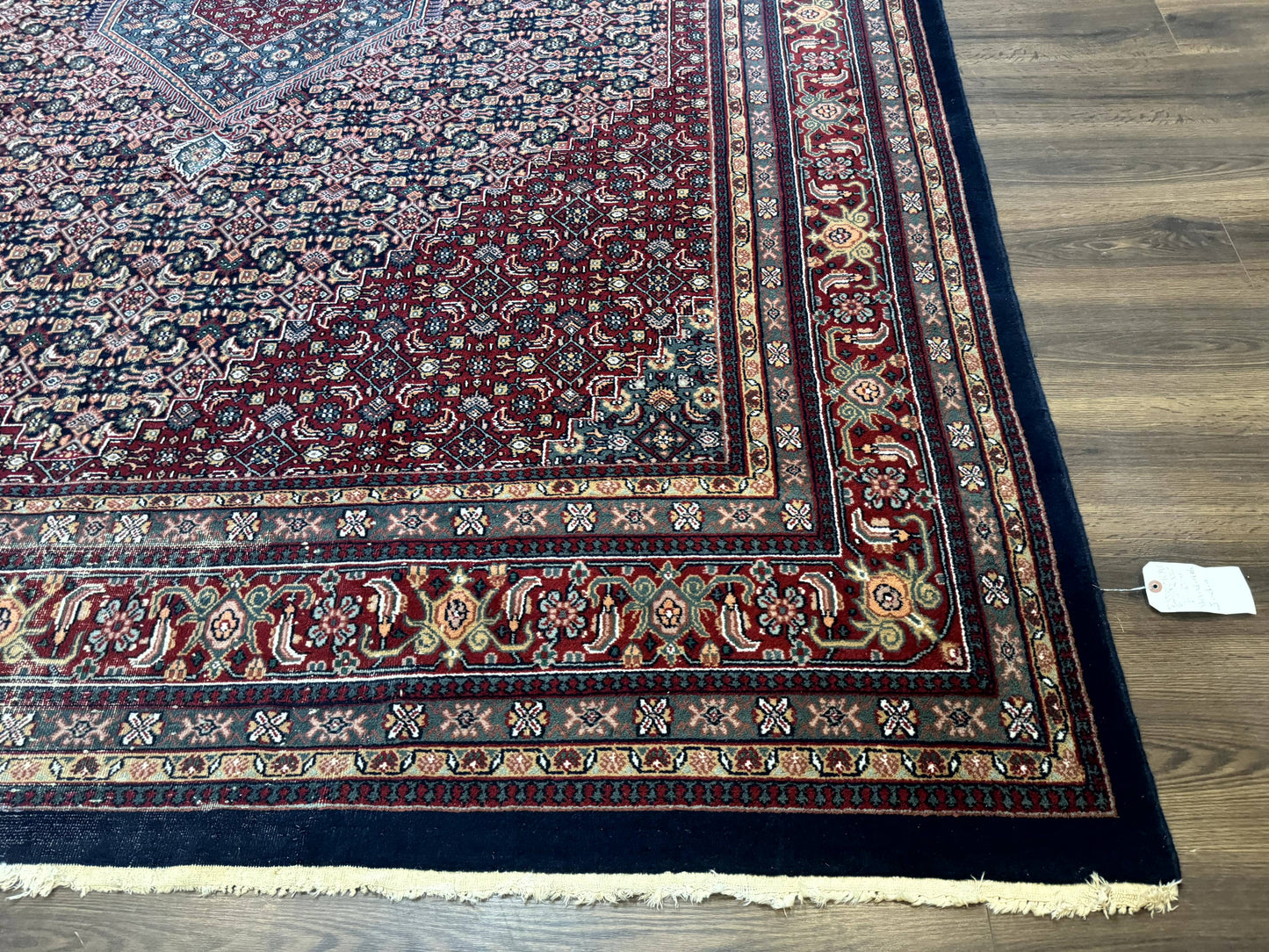 Indo Persian Bidjar Rug 9x12 Wool Handmade Carpet Dark Blue
