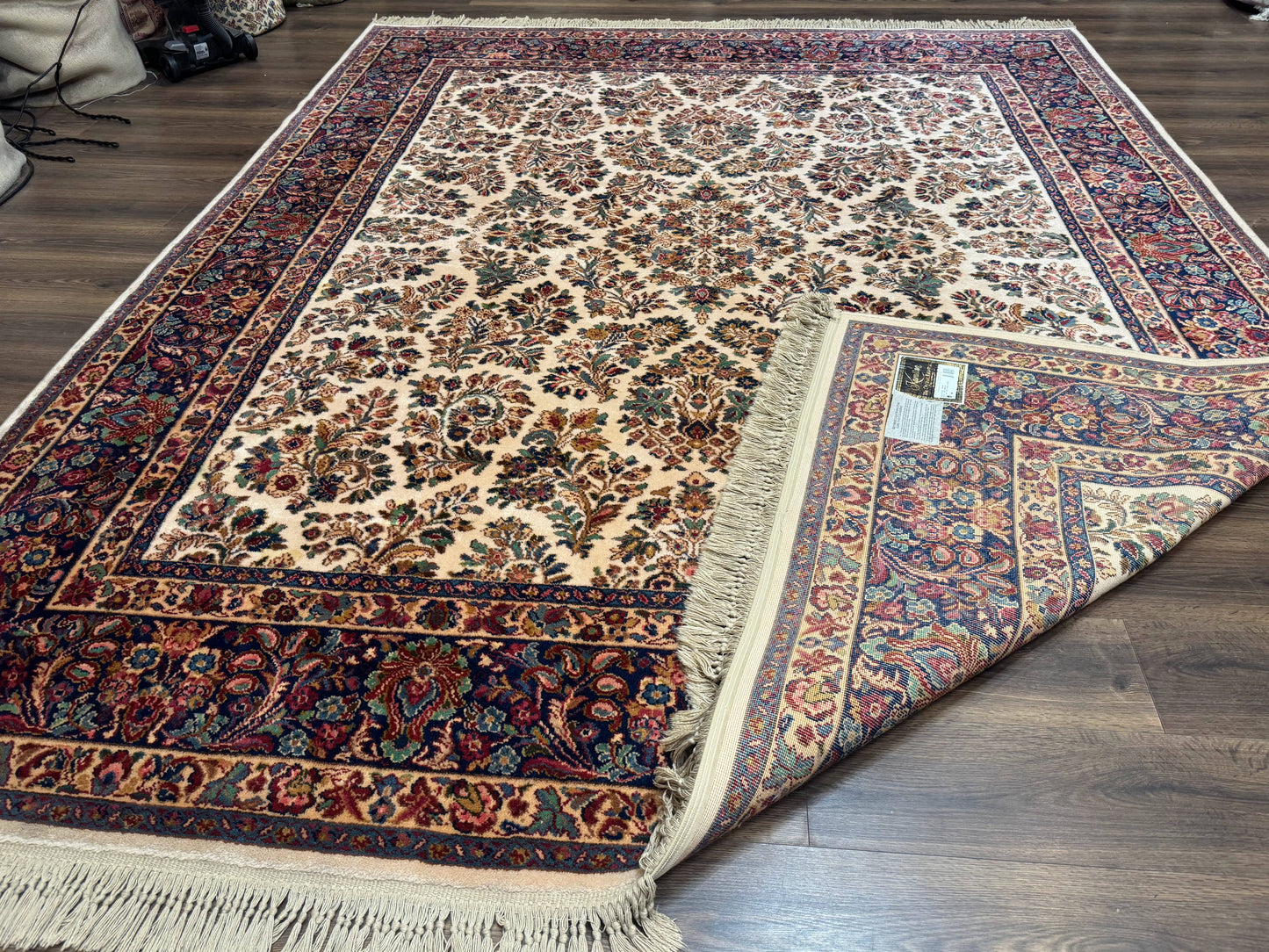 Karastan Rug Ivory Sarouk Wool Area Rug 8.8 X 10.6 Vintage Discontinued 700 Series