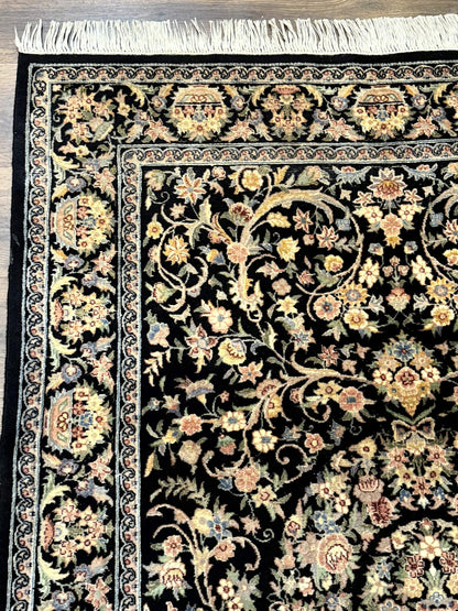 Sino Persian Rug 4x6, Very Fine 260 KPSI, Floral Medallion, Hand Knotted Wool Carpet