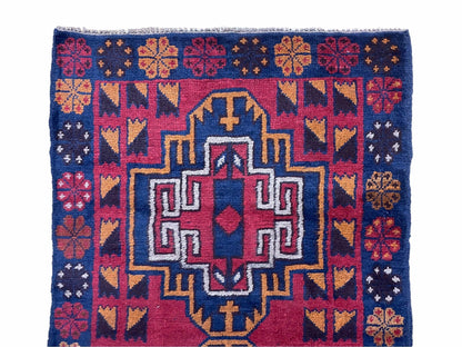 Baluchi Wool Rug Vintage Handmade Afghan 3 By 4.3 Feet Tribal Art