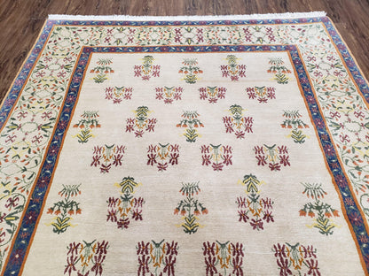 Tufenkian Tibetan Nepalese Rug Hand Knotted Wool Vintage Area Rug 5.9 By 8.6 Feet