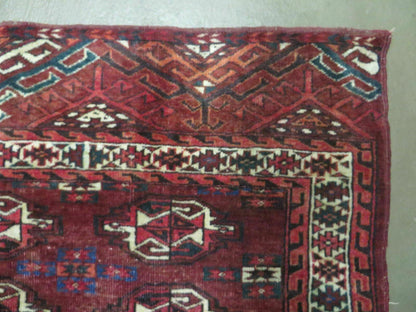 Antique Bokhara Turkoman Rug Yamud Wool Kilim Backing Handmade 1940s