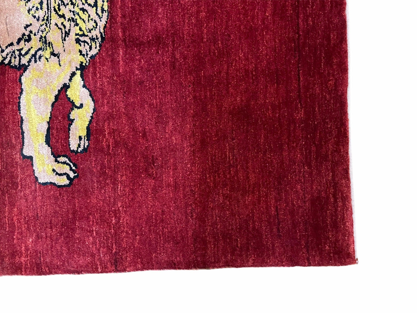 Handmade Wool Rug 3x5 Hand Knotted Lion Design With Veggy Dyes New Vintage