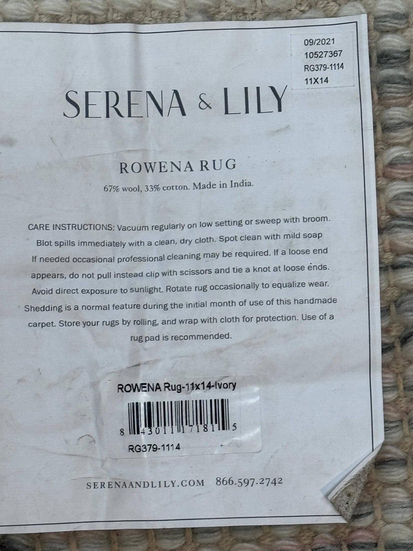 Large Modern Contemporary Indian Shag Rug 11x14, Ivory, Handmade Wool Carpet