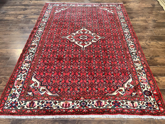 Persian Tribal Rug 7x10 Handmade Wool Allover Floral Medallion Hamadan Carpet