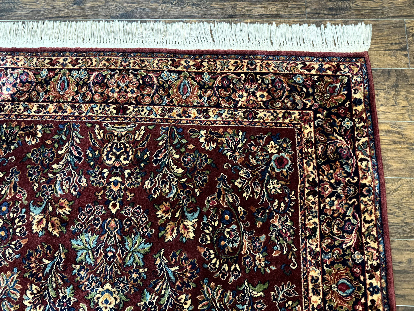 Karastan Red Sarouk Rug 5.9 x 9 Vintage Wool Area Carpet 785 Original 700 Series