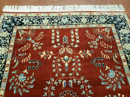 Pakistani Rug Hand Knotted Vintage 4x6 Red Highly Detailed Wool