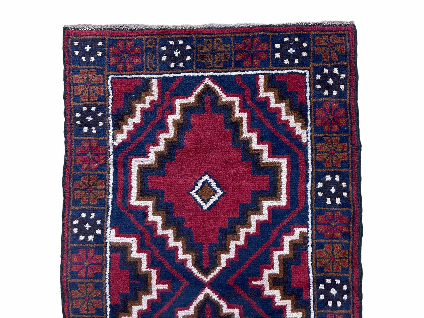 Vintage Baluchi Rug 3 X 5 Handmade Tribal Wool Afghan Red Beige