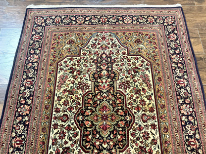 Persian Qum Rug Hand Knotted 3.6 By 5 Rare Semi Antique Kork Wool