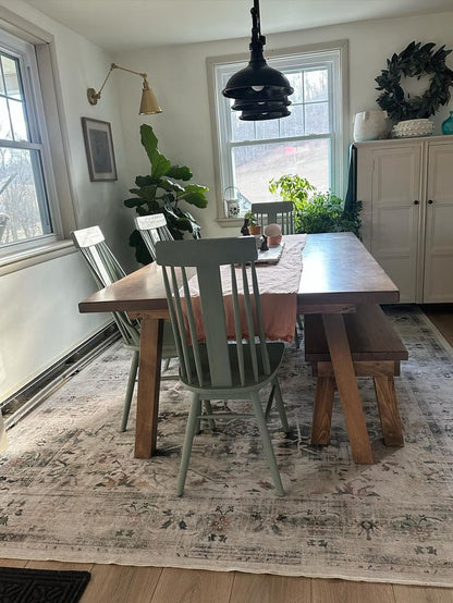 Glayden Modern Slanted Post Leg Table With Solid Wood Top Options