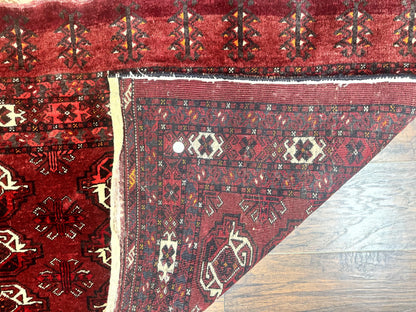 Antique Afghan Turkoman Mafrash Rug 3x5 Red Hand Knotted Wool Tribal Collectible
