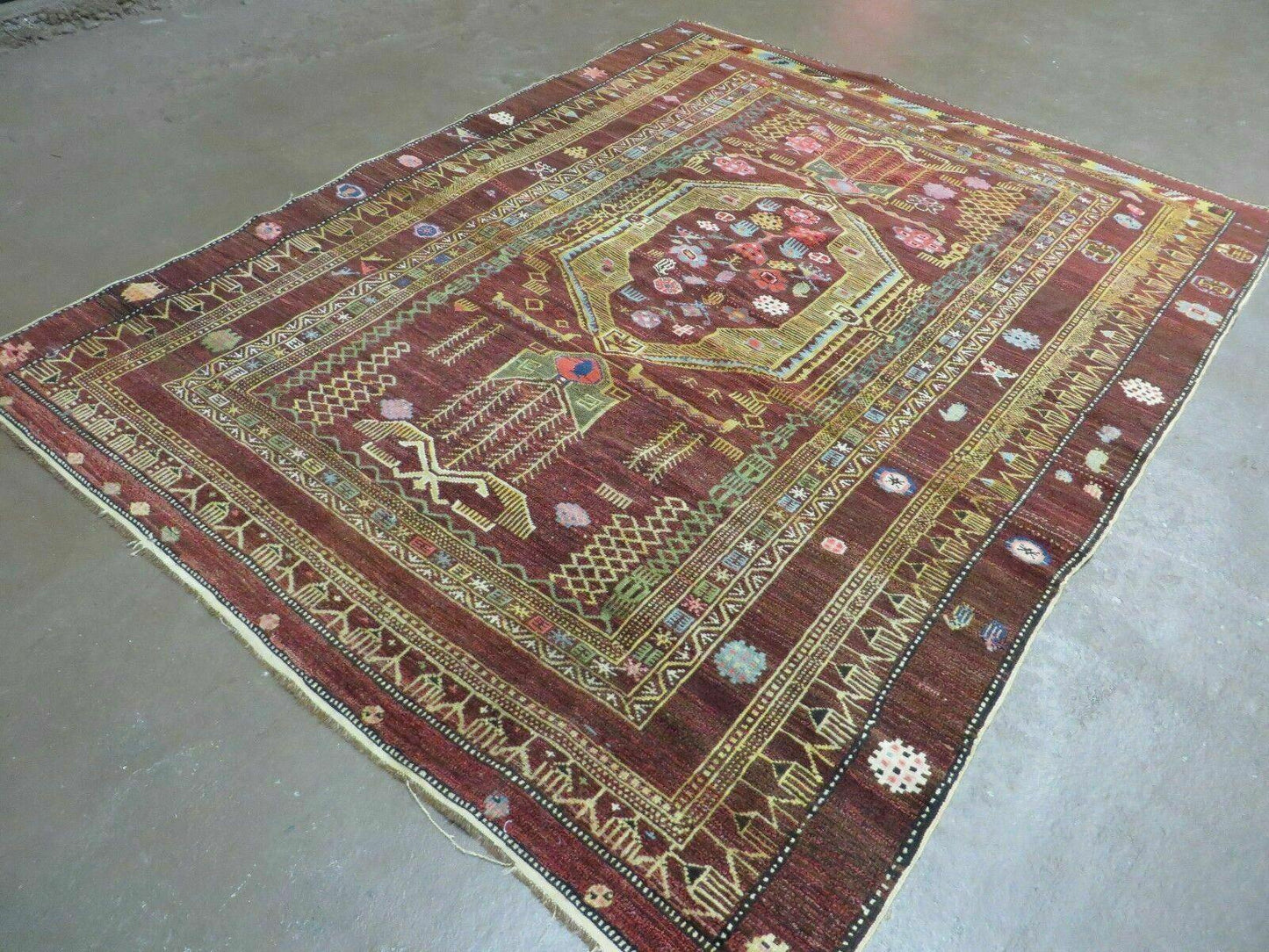 Antique Caucasian Shirvan Wool Rug 52x68 Handmade Colorful Armenian Rug