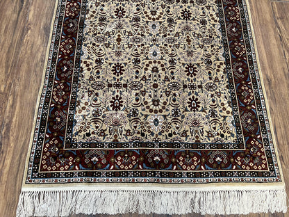 Sino Persian Silk Rug 3x5 Handmade Vintage Silk Carpet With Allover Motif