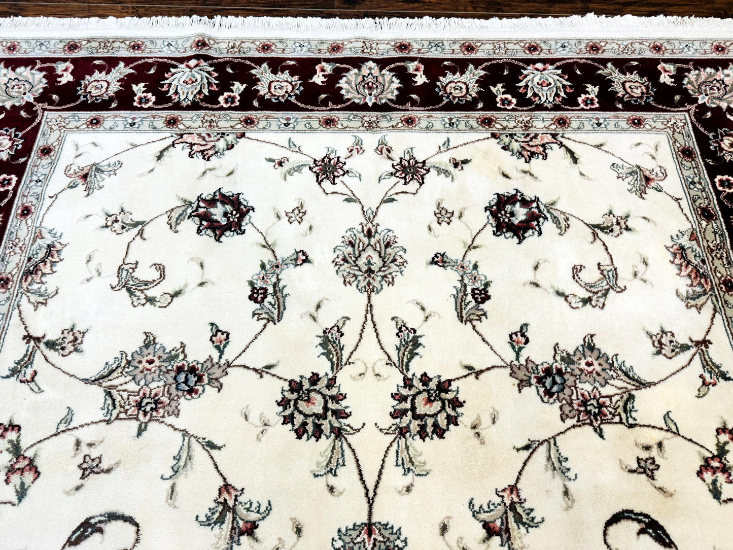 Ivory and Burgundy Pak Persian Rug 6x9
