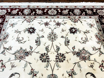 Ivory and Burgundy Pak Persian Rug 6x9