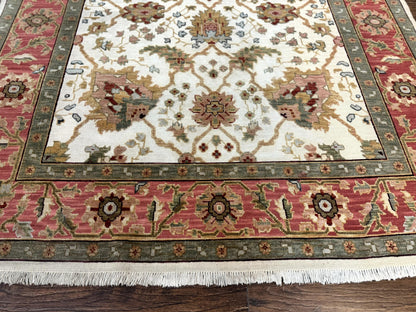 Flatweave Soumak Rug 6x9 Wool Handmade Floral Ivory Nourison