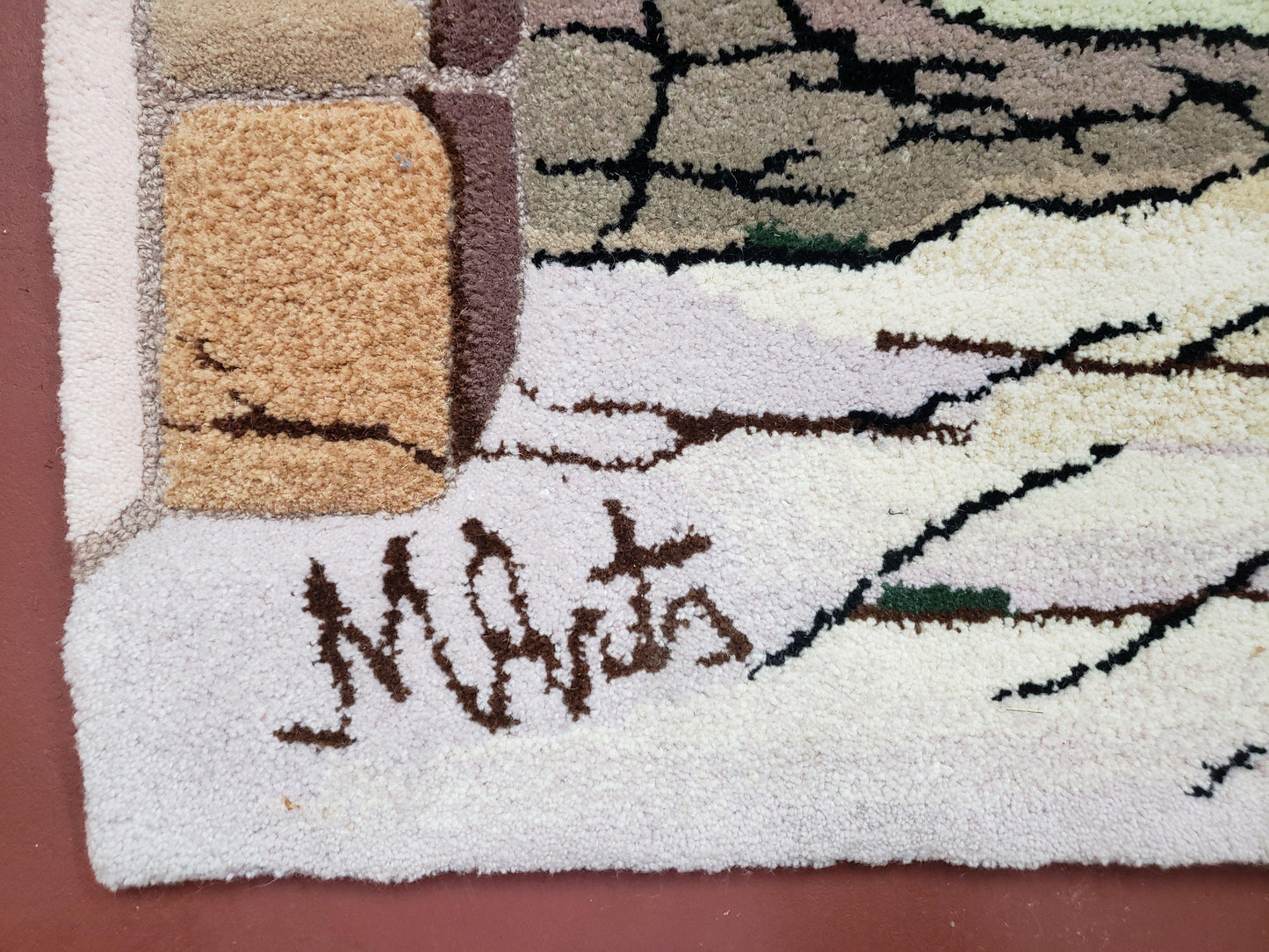 Small Judaica Rug, Rug with Jerusalem Pictorial, Chanuka Gift, Hand-Tufted, Jerusalem Gate, Vintage Judaica, Western Wall Rug, 3x4 Rug