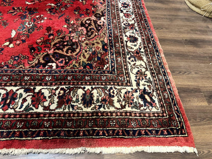 Persian Bibikabad Rug 11x18 Palace Size Red Wool Handmade Large Carpet With Floral Medallion