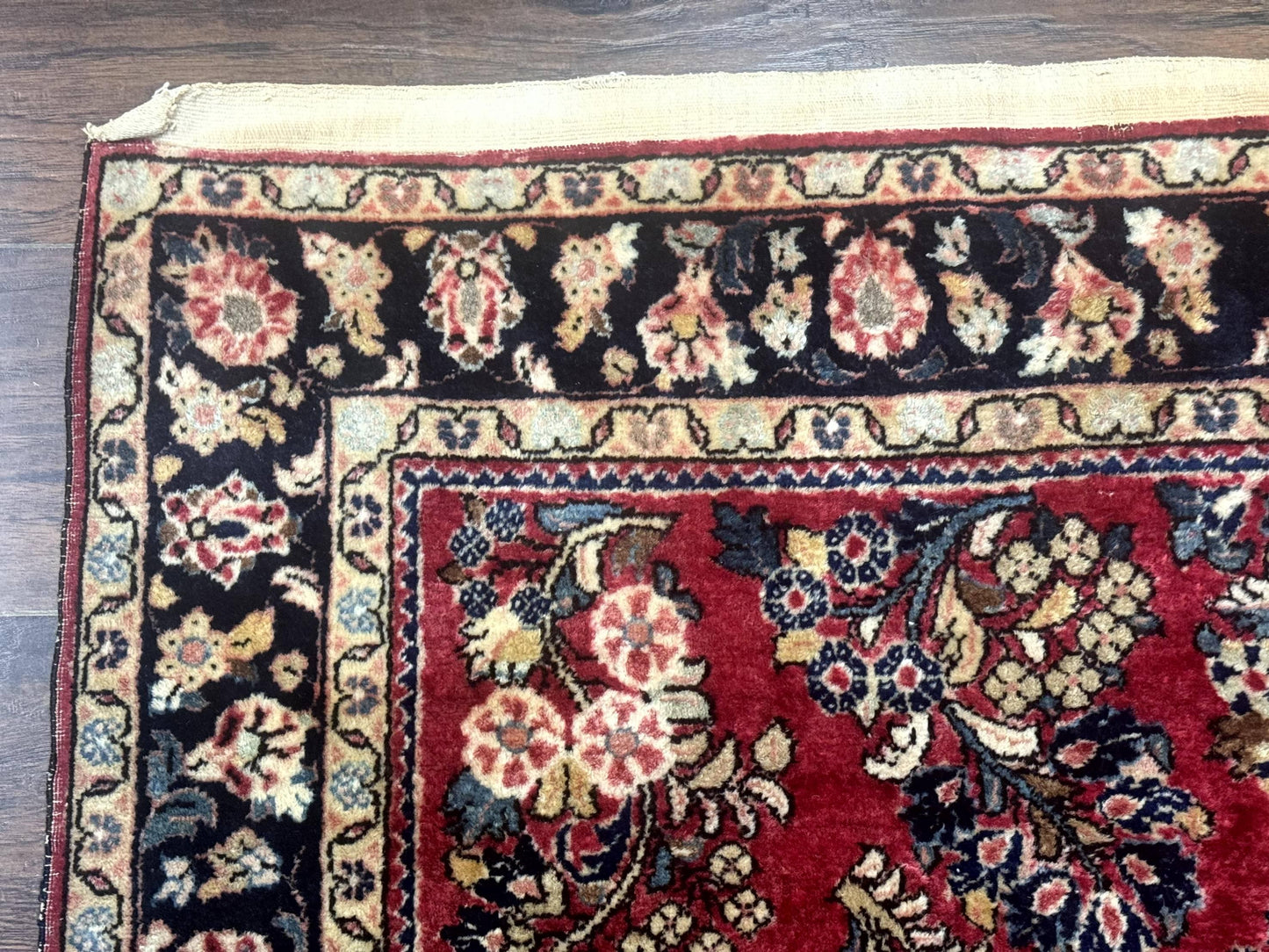 Antique Persian Sarouk Rug 4x7 Floral Red Wool Carpet 1920s