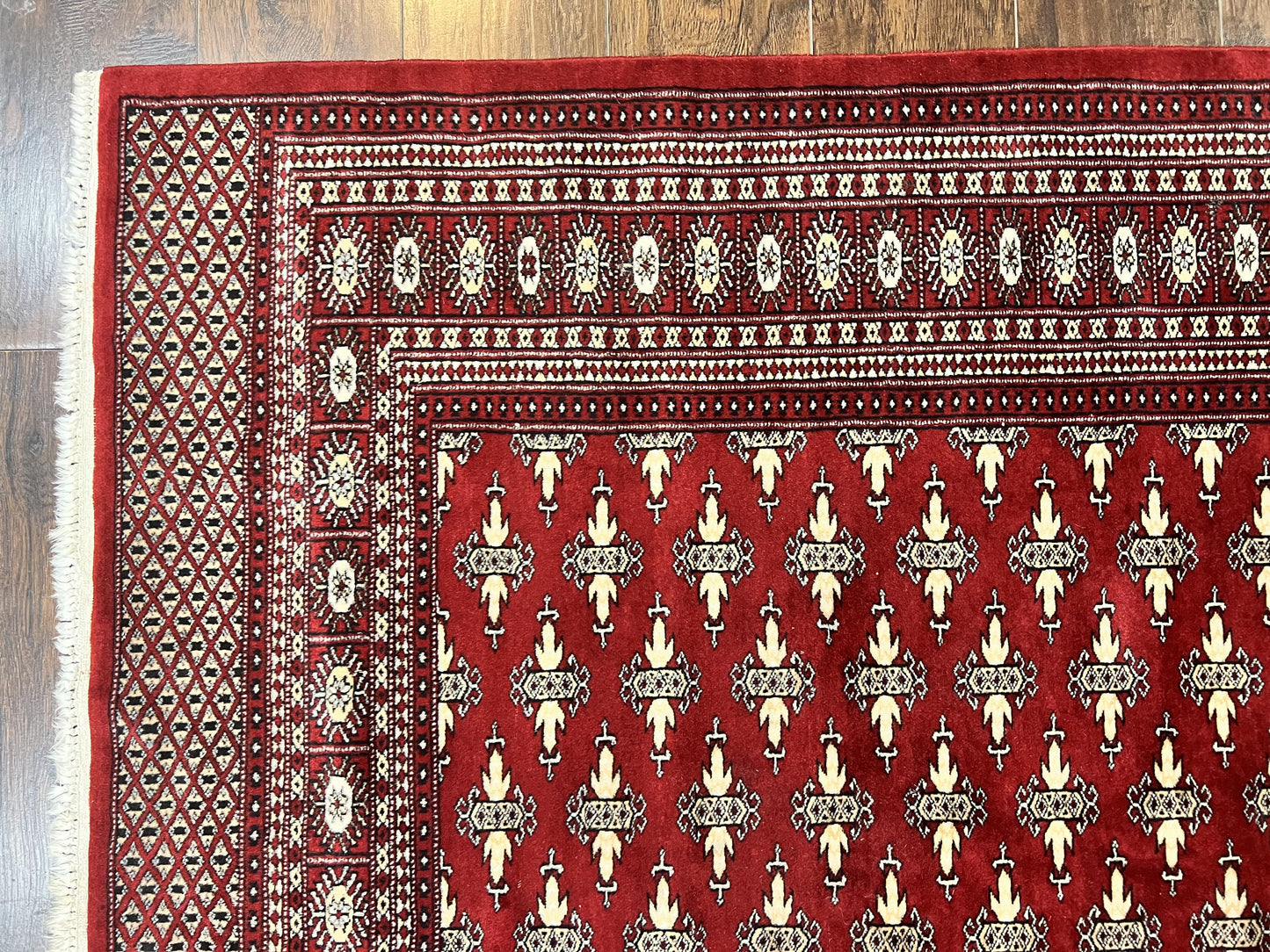 Pakistani Turkoman Bokhara Rug 6x9, Fine Wool Vintage Hand Knotted Handmade Yamud Oriental Carpet 6 x 9, Red Turkoman Rug, Tribal Rug