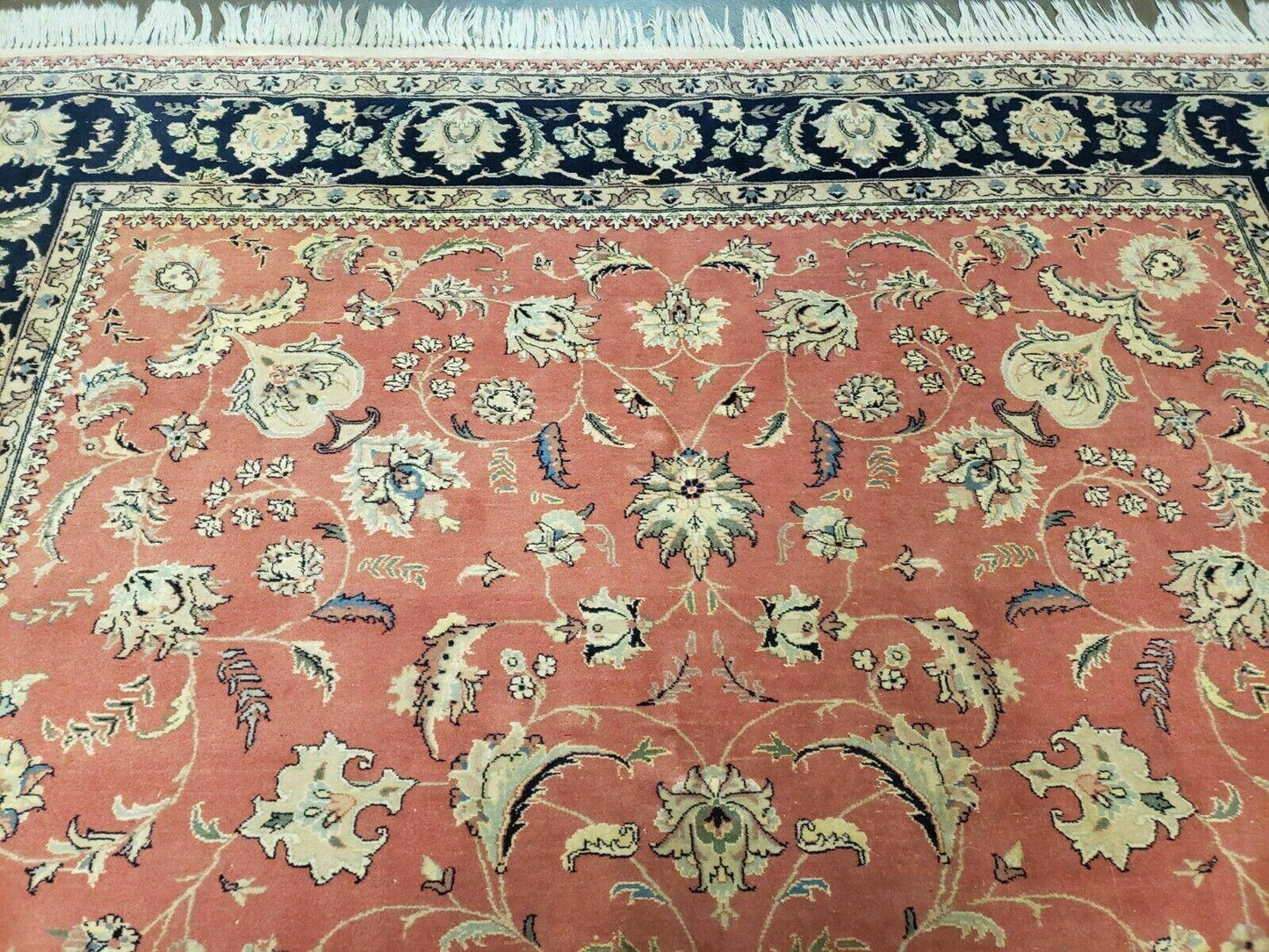 Vintage Oriental Floral Handmade Wool Rug 6x9 Feet With Vegetable Dyes Red