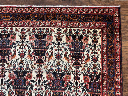 Persian Afshar Rug 6x8 Hand Knotted Wool Vintage Carpet With Floral Allover Motifs