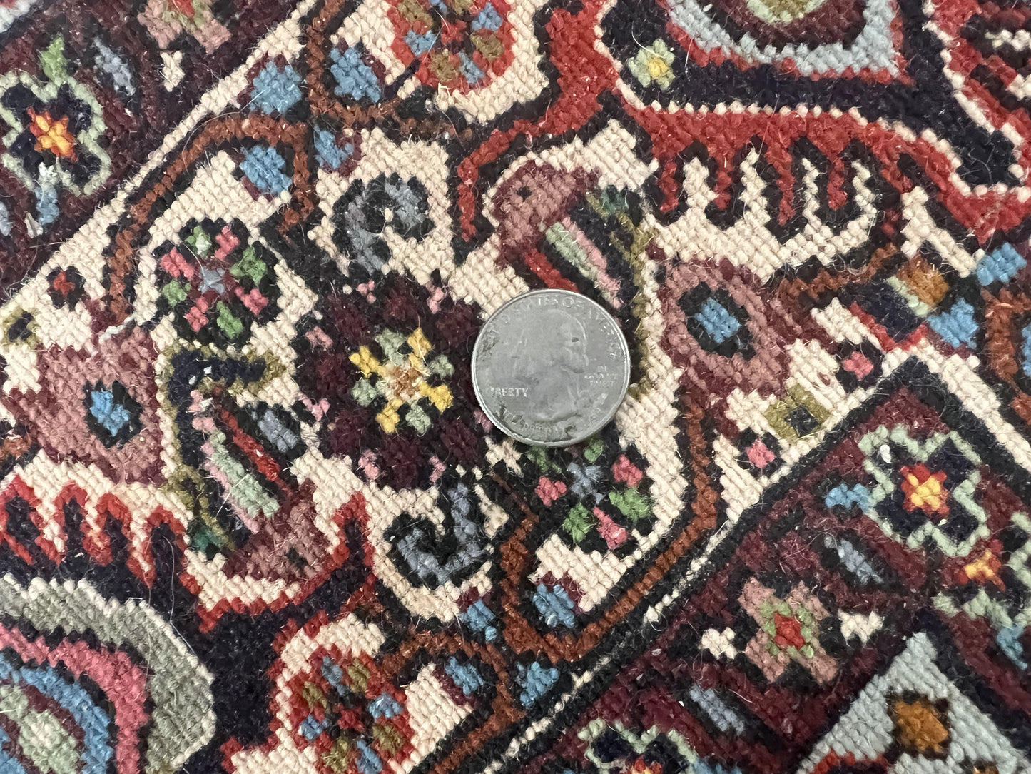 Persian Bidjar Rug 5x10 Hand Knotted Wool Vintage Carpet Mahi Herati Pattern