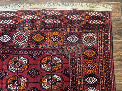 Antique Persian Turkoman Bokhara Rug 7x11, Tribal Rug, Red