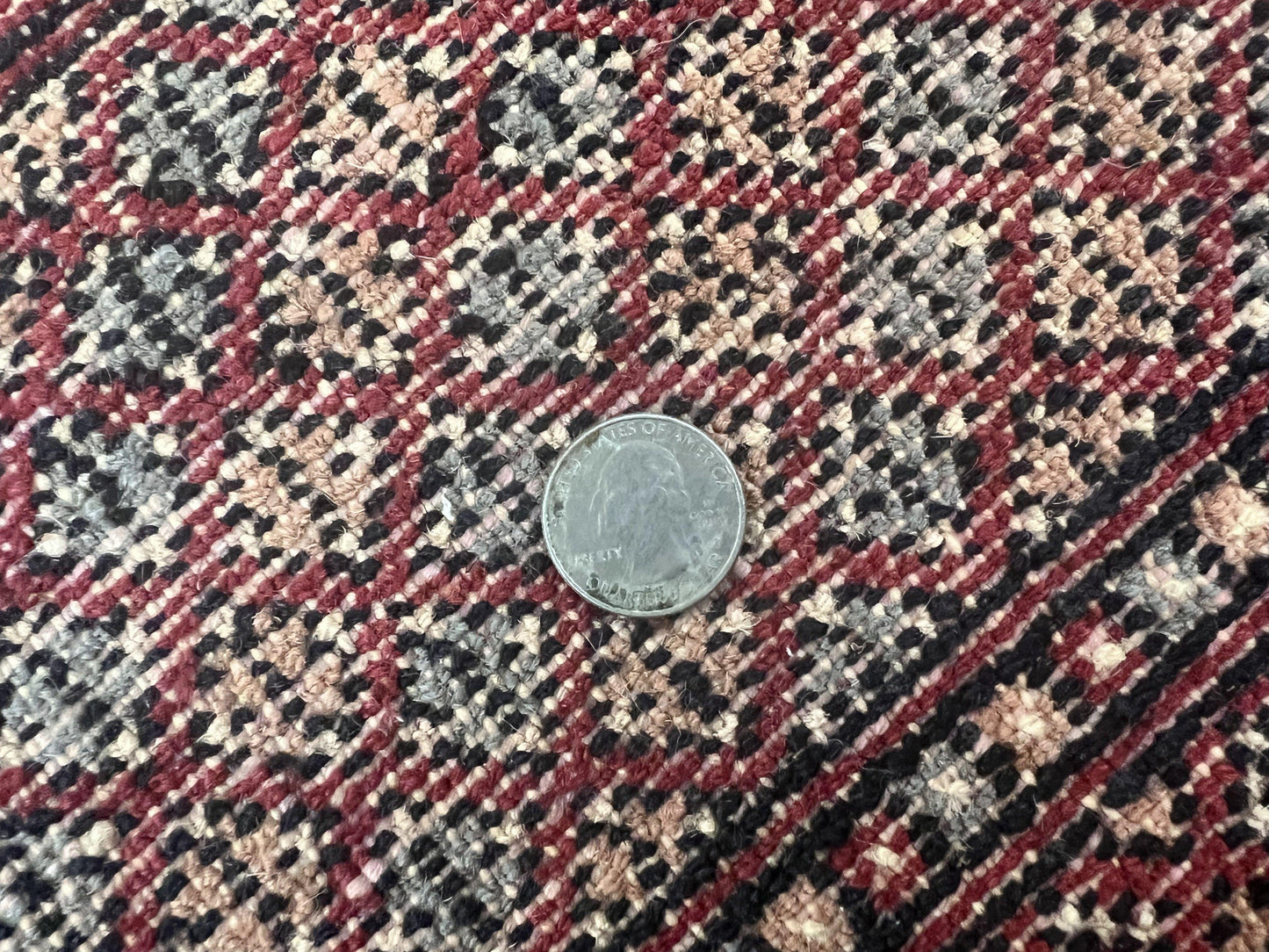 Turkoman Rug 8 x 11.6 Red Bokhara Pakistani Wool Handmade Vintage Carpet