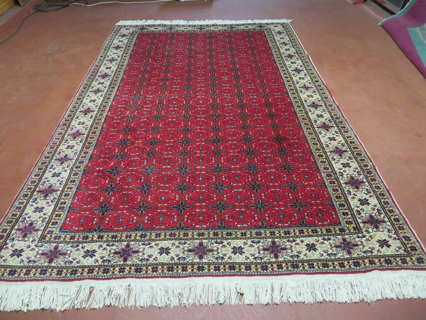 Vintage Handmade Turkish Kayseri Wool Rug 6 By 10 Floral Allover Design