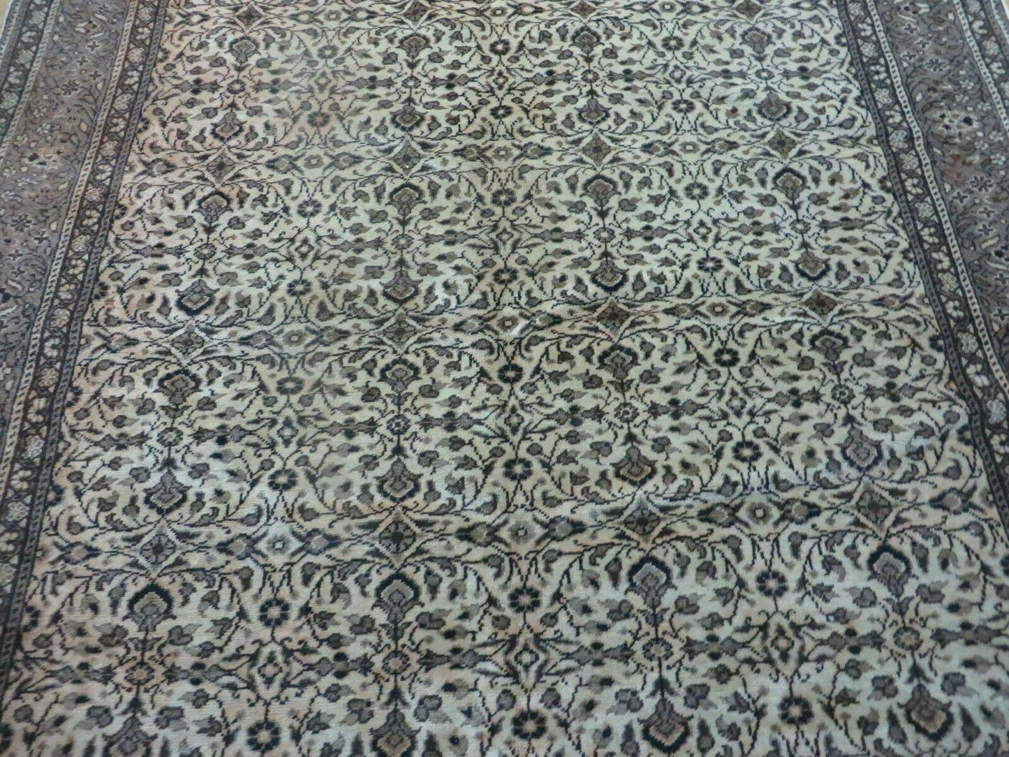 Vintage Turkish Hereke Rug Wool on Cotton 58 x 85 Floral Full Pile