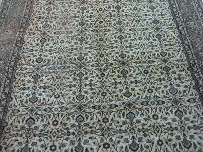 Vintage Turkish Hereke Rug Wool on Cotton 58 x 85 Floral Full Pile