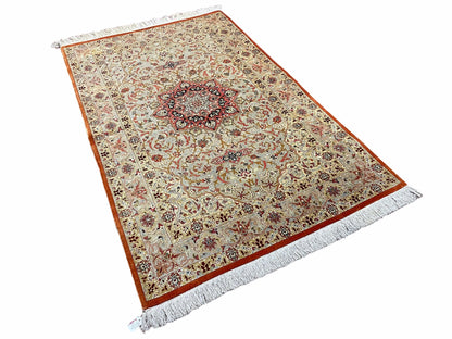 Vintage Handmade Turkish Silk Rug 3x5 Oriental Area Rug 900 KPSI Wow