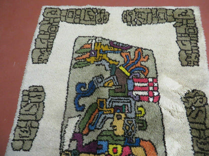 Hand Knotted Wool Rug Vintage Prince Motif Tribal Nomadic Shag 4 By 7