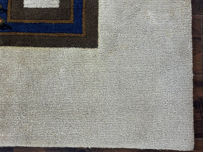 South American Rug 6x7, Unique Native American Design, Ivory, Ecuador Rug, Handmade Wool