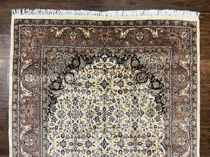 Pak Persian Rug 5x8, Handmade Wool Oriental Carpet, Vintage Rug, Floral Allover, Very Fine 320 KPSI
