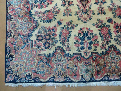 Antique Persian Kirman Rug Hand Knotted Wool Floral Medallion Carpet 3 9 By 6 6