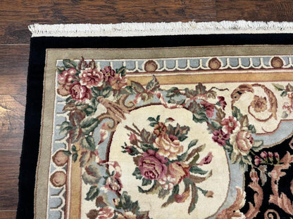 Aubusson Rug 8x10 Handmade Wool Pile Floral European Design