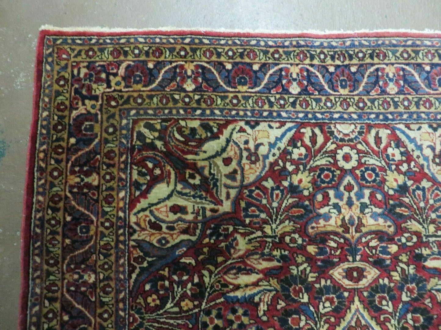 Antique Handmade Indian Wool Rug Agra Fine Weave Organic Vegetable Dyes 41x60