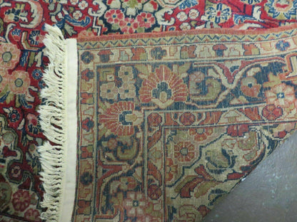 Persian Sarouk Rug 4.6 x 5, Red, Semi Antique, Floral