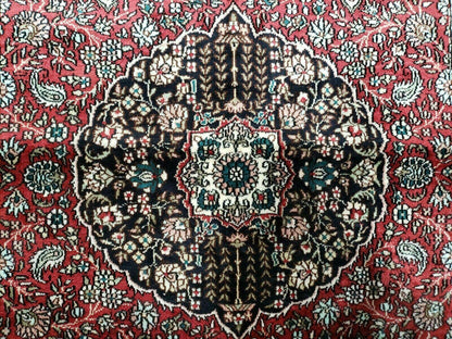Vintage Kashmir Silk Rug 3x5 Handmade In India Qum Design 400 KPSI