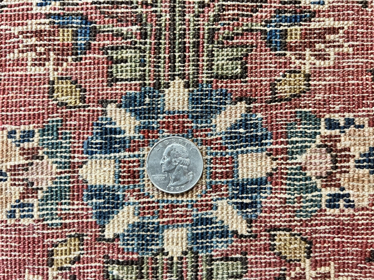 Antique Persian Sarouk Rug Small Two By Two And A Half Wool Handmade Red Floral 1920s 170 KPSI