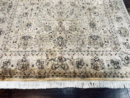 Persian Rug Handmade Wool 6x9 Floral Beige