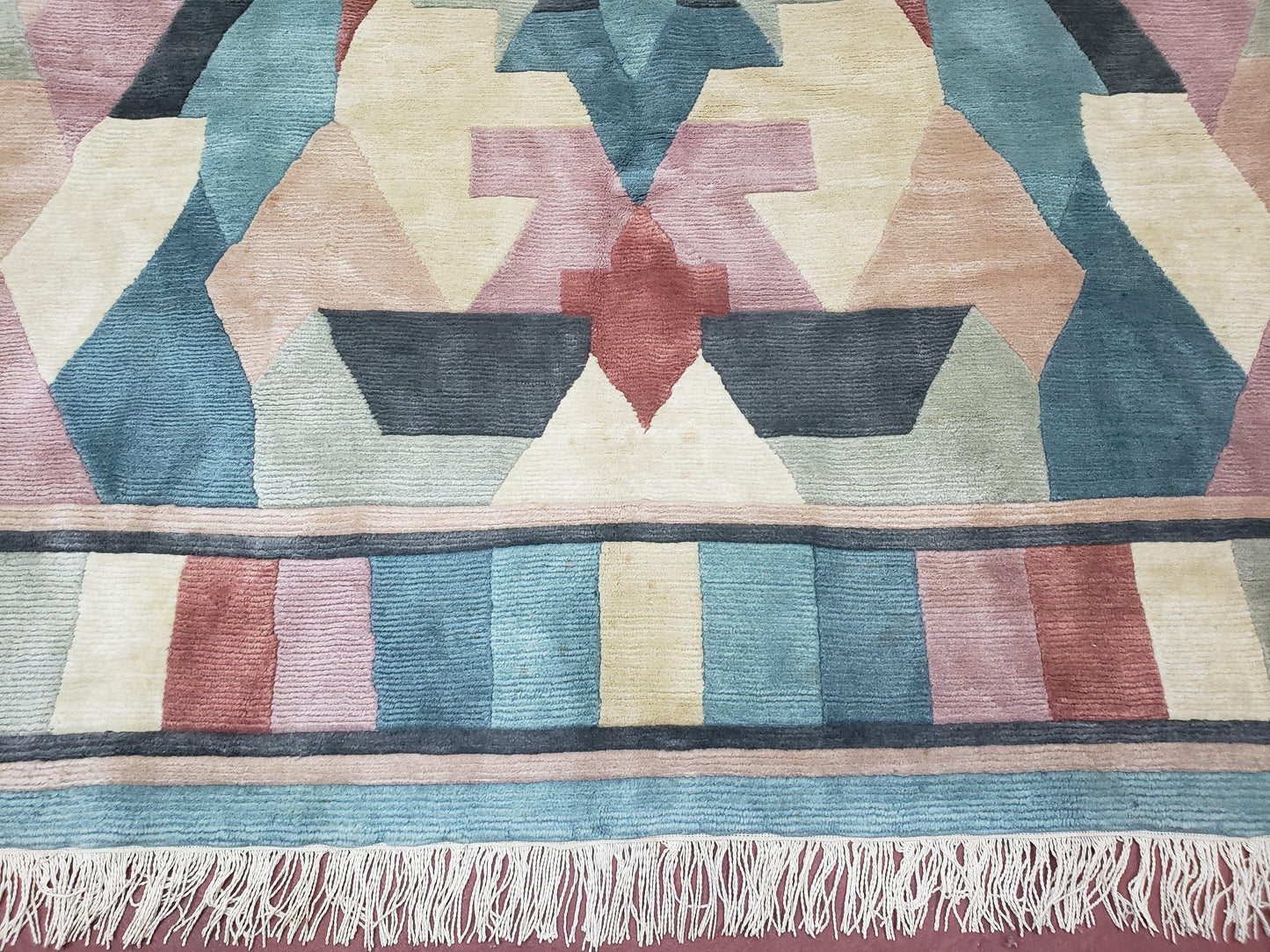 Nepalese Hand Knotted Wool Area Rug 8x11 Contemporary Multicolor Modern Carpet