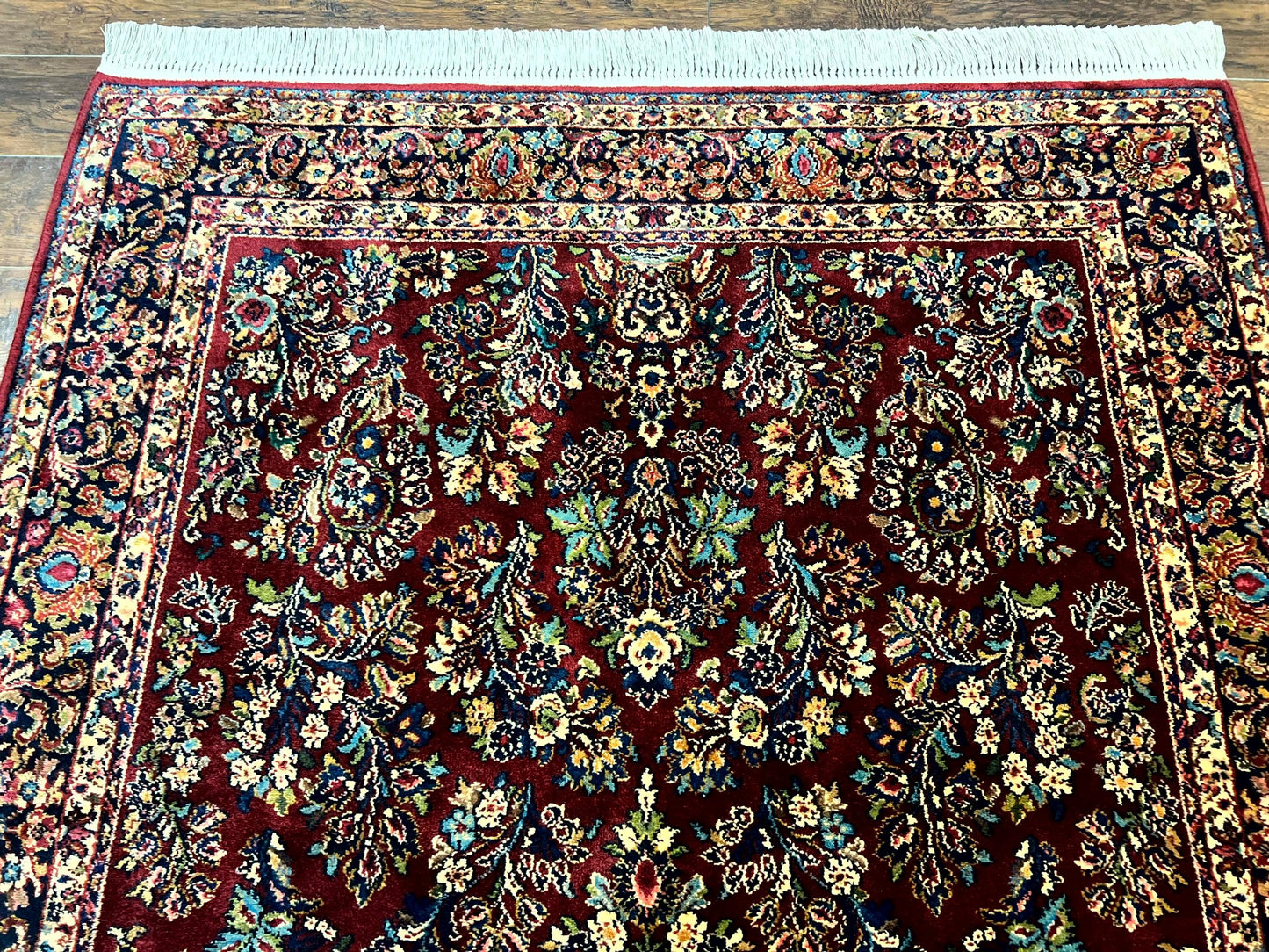 Karastan Red Sarouk Wool Rug 5.9 By 9 Vintage Oriental Carpet Original 700 Series