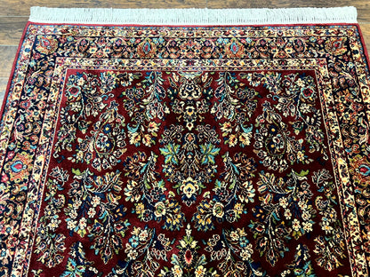 Karastan Red Sarouk Wool Rug 5.9 By 9 Vintage Oriental Carpet Original 700 Series