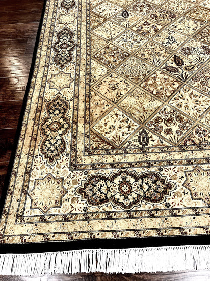 Pak Persian Rug 8x10, Multipanel Kirman Design, Wool Hand Knotted Vintage Carpet, Fine Weave Oriental Rug 8 x 10