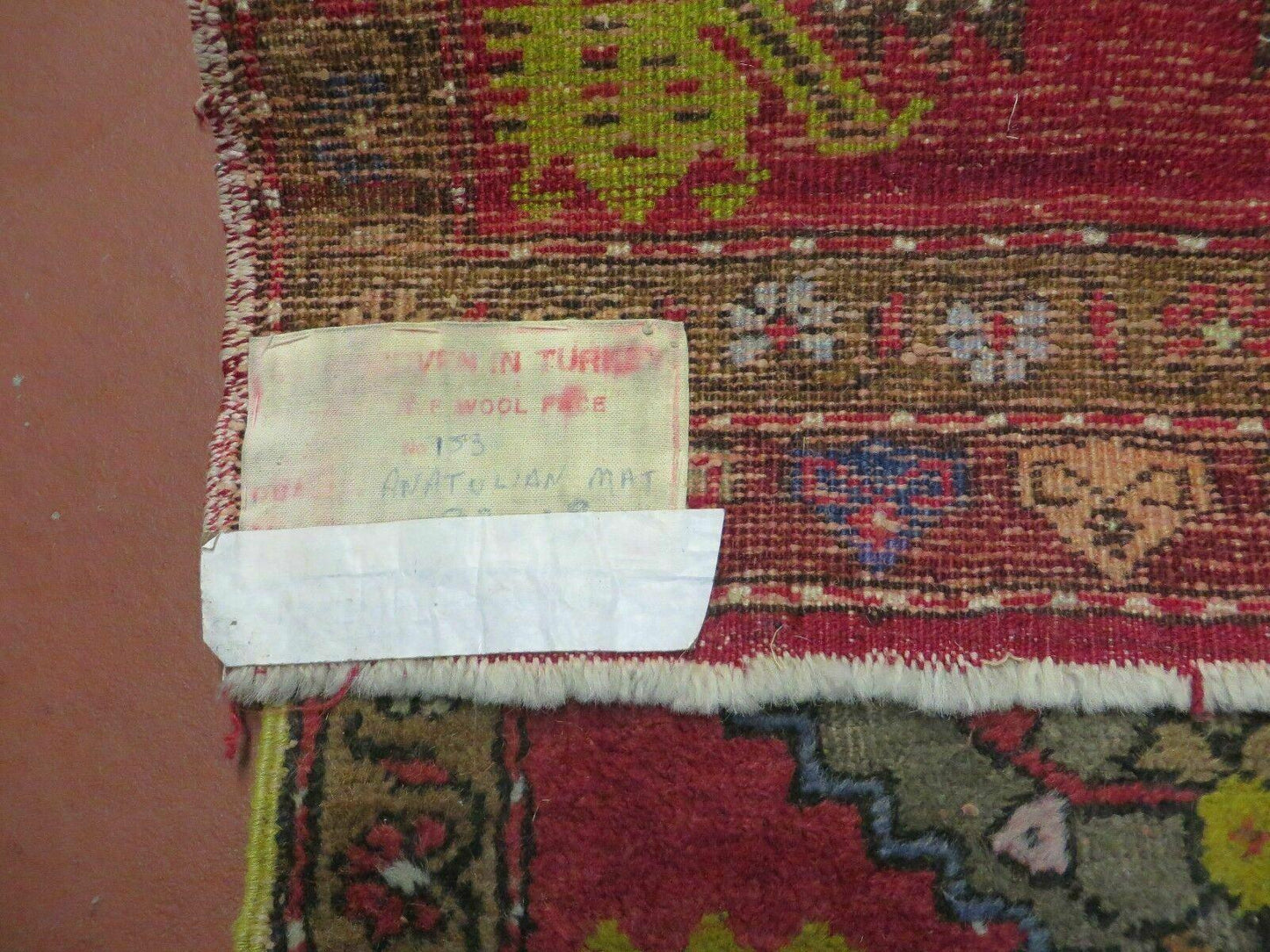 Antique Turkish Oushak Wool Rug Yastik 20 by 38 Inches Handmade